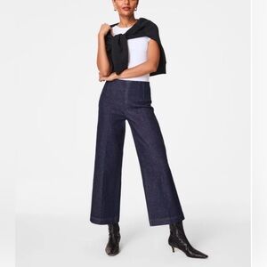 SPANX Zero Waistband Cropped Wide Leg Jeans Women’s Size Small Raw Indigo